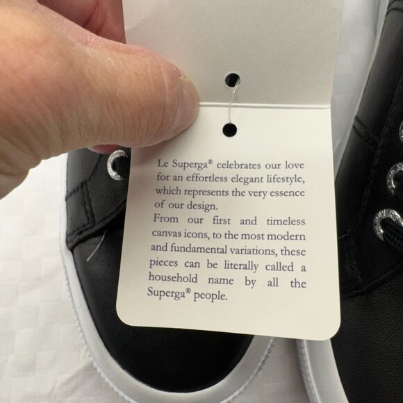 NEW! Unisex Superga Black Nappa Leather Sneakers - Picture 5 of 13